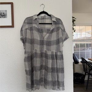 Free People Gray Plaid Dress